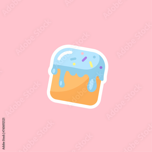 Easter cake icon. Vector illustration in flat design. Isolated on pink background.