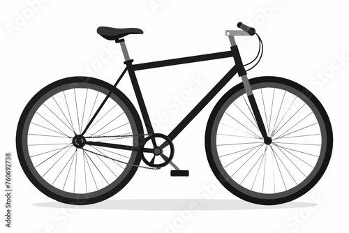 Bicycle black, clear flat vector illustration on white background