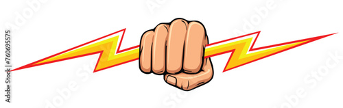 fist hand holding lightning bolt