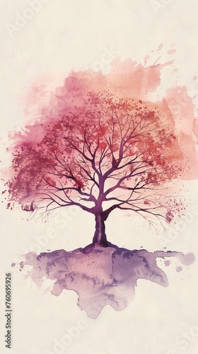 Minimalist line art illustrating the tree of life a symbol of interconnectedness © Sara_P