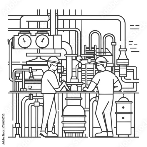 Outline illustration Celebration of International Workers Day or Labor Day Work happily and safely