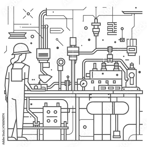 Outline illustration Celebration of International Workers Day or Labor Day Work happily and safely
