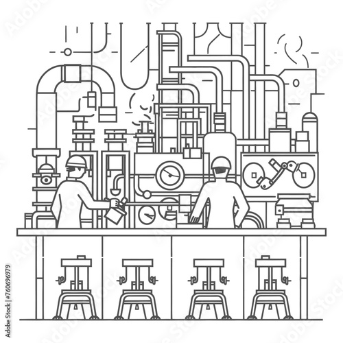 Outline illustration Celebration of International Workers Day or Labor Day Work happily and safely
