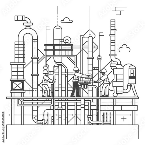 Outline illustration Celebration of International Workers Day or Labor Day Work happily and safely