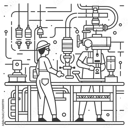 Outline illustration Celebration of International Workers Day or Labor Day Work happily and safely