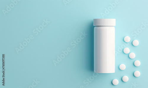 Minimalist design of an effervescent tablet tube with space for text, emphasizing the importance of regular vitamin and mineral intake photo