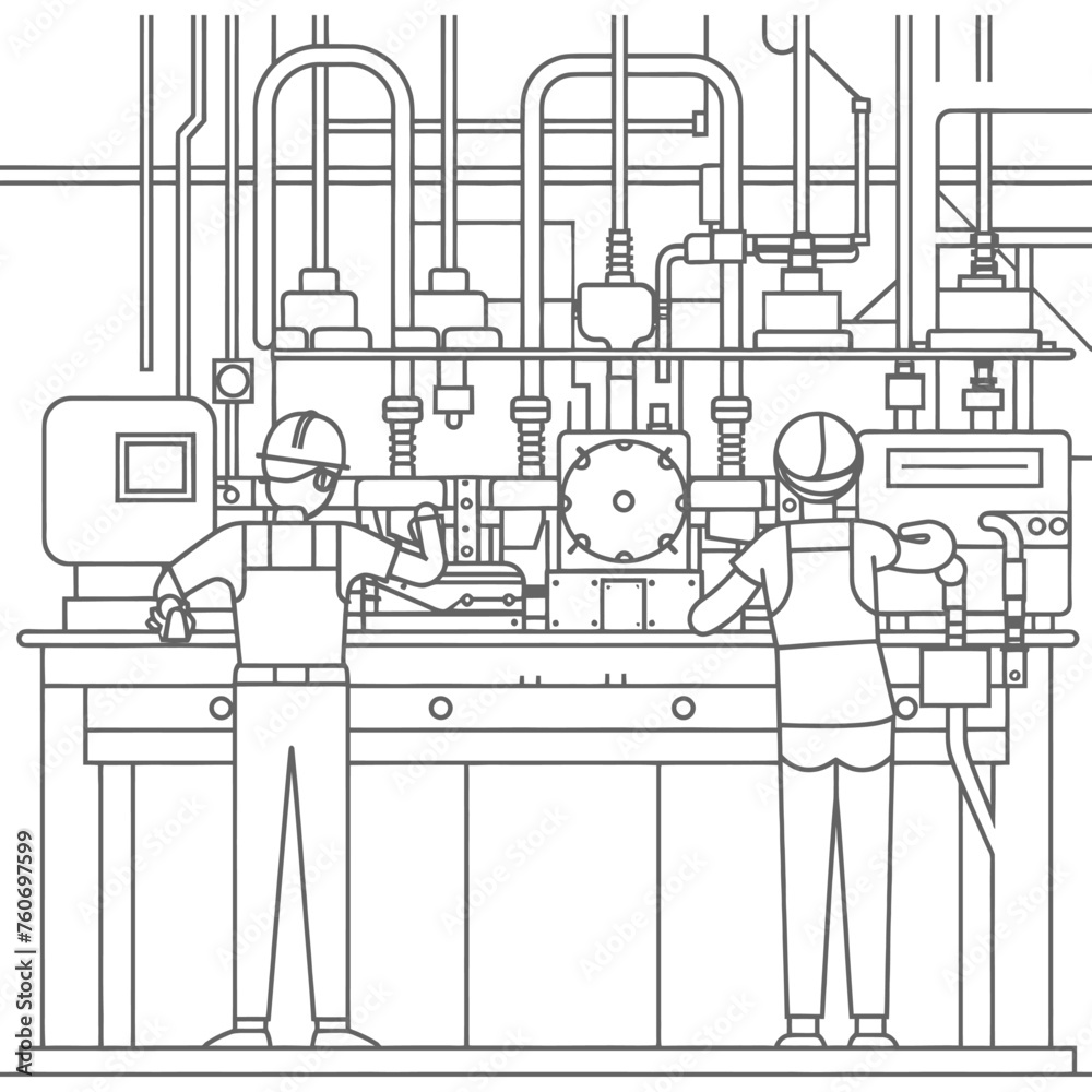 Outline illustration Celebration of International Workers Day or Labor Day Work happily and safely Outline illustration Celebration of International Workers Day or Labor Day Work happily and safely