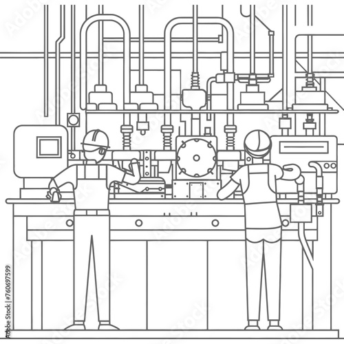 Outline illustration Celebration of International Workers Day or Labor Day Work happily and safely