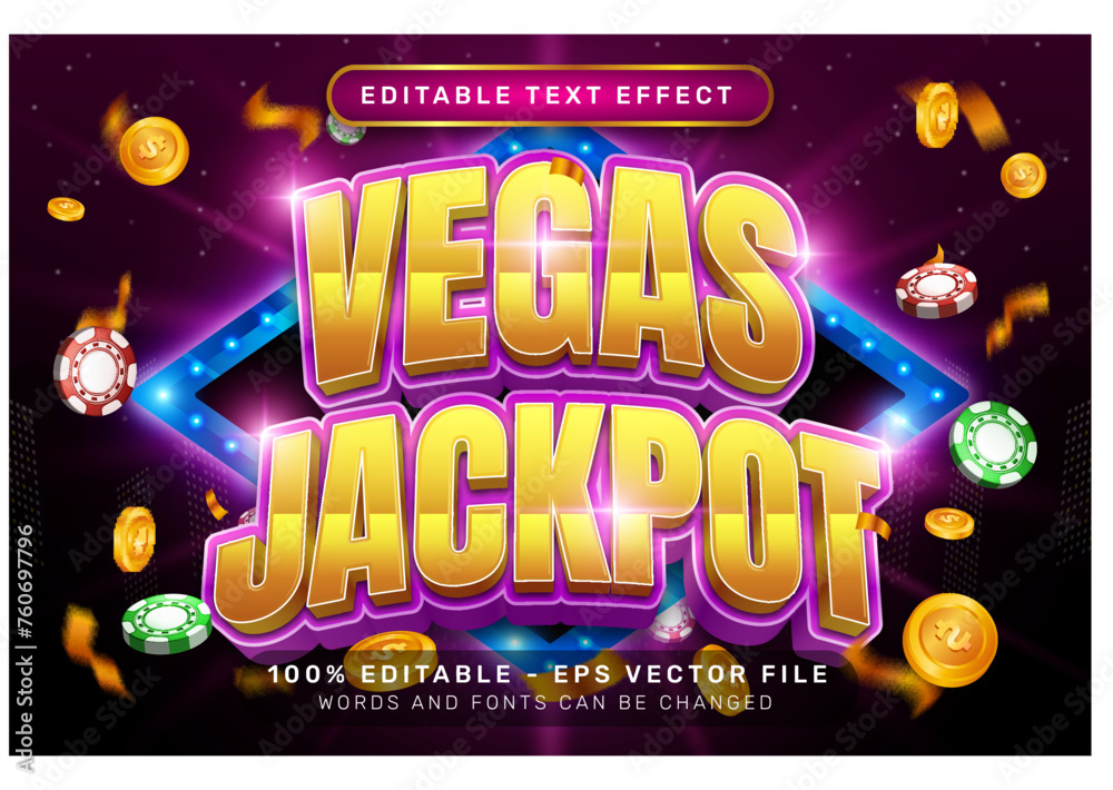 vegas jackpot 3d text effect and editable text effect with light background vegas jackpot 3d text effect and editable text effect with light background