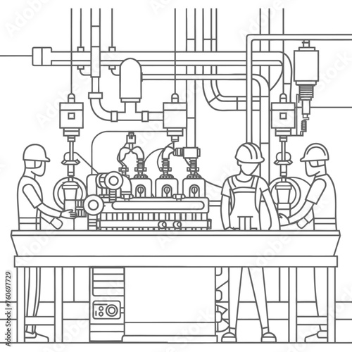 Outline illustration Celebration of International Workers Day or Labor Day Work happily and safely