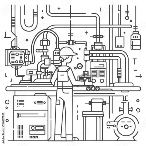 Outline illustration Celebration of International Workers Day or Labor Day Work happily and safely