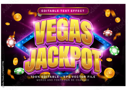 vegas jackpot 3d text effect and editable text effect with light background
