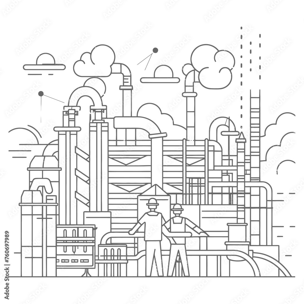 Obraz premium Outline illustration Celebration of International Workers Day or Labor Day Work happily and safely