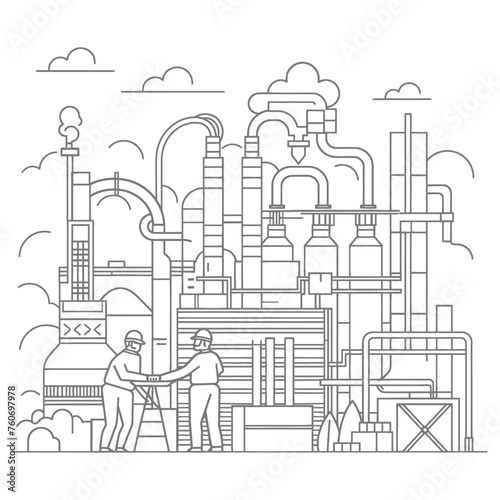 Outline illustration Celebration of International Workers Day or Labor Day Work happily and safely