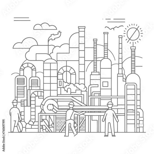 Outline illustration Celebration of International Workers Day or Labor Day Work happily and safely