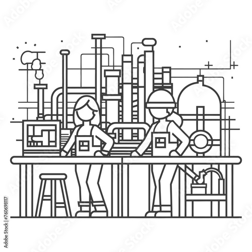 Outline illustration Celebration of International Workers Day or Labor Day Work happily and safely