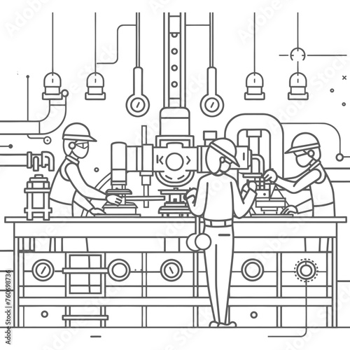 Outline illustration Celebration of International Workers Day or Labor Day Work happily and safely