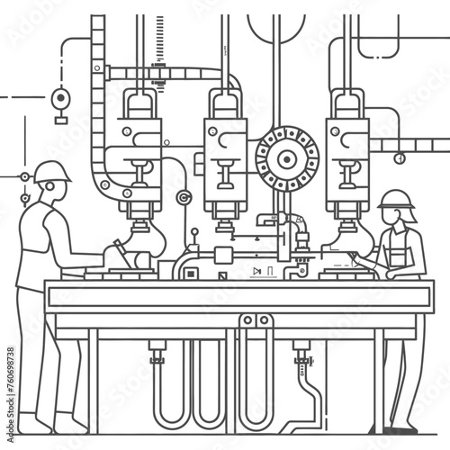 Outline illustration Celebration of International Workers Day or Labor Day Work happily and safely