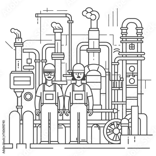 Outline illustration Celebration of International Workers Day or Labor Day Work happily and safely