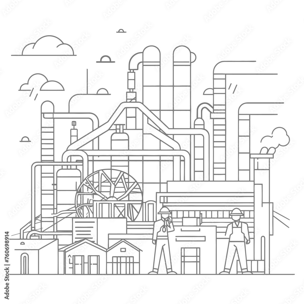 Obraz premium Outline illustration Celebration of International Workers Day or Labor Day Work happily and safely
