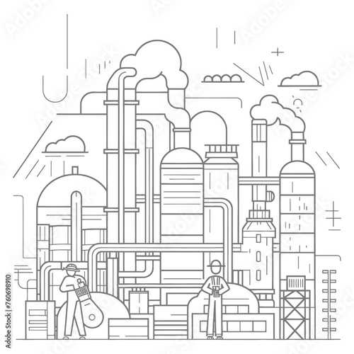 Outline illustration Celebration of International Workers Day or Labor Day Work happily and safely