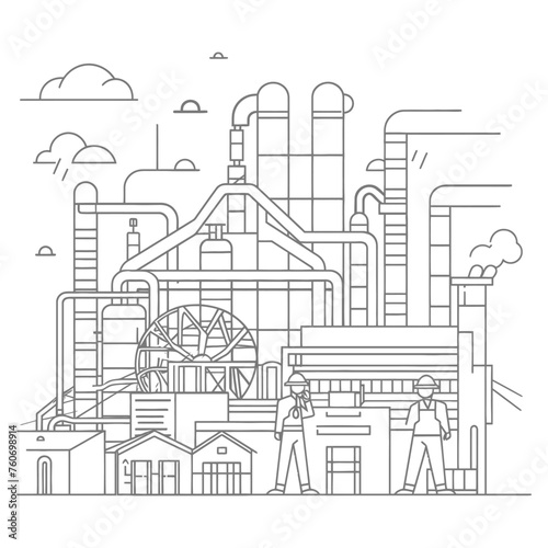 Outline illustration Celebration of International Workers Day or Labor Day Work happily and safely