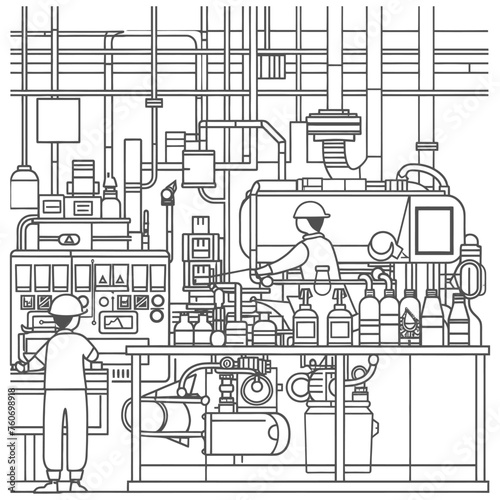 Outline illustration Celebration of International Workers Day or Labor Day Work happily and safely
