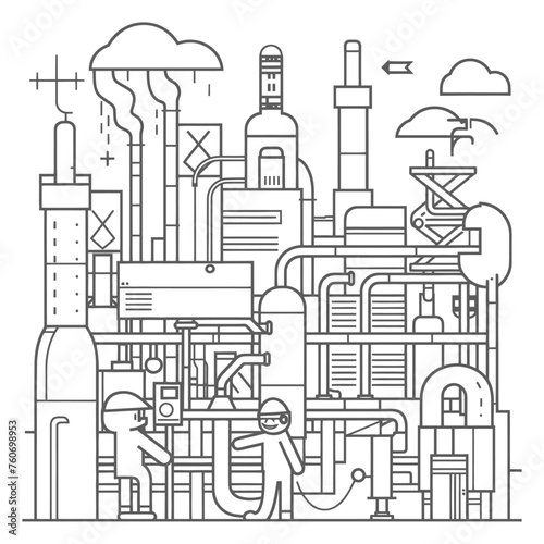 Outline illustration Celebration of International Workers Day or Labor Day Work happily and safely