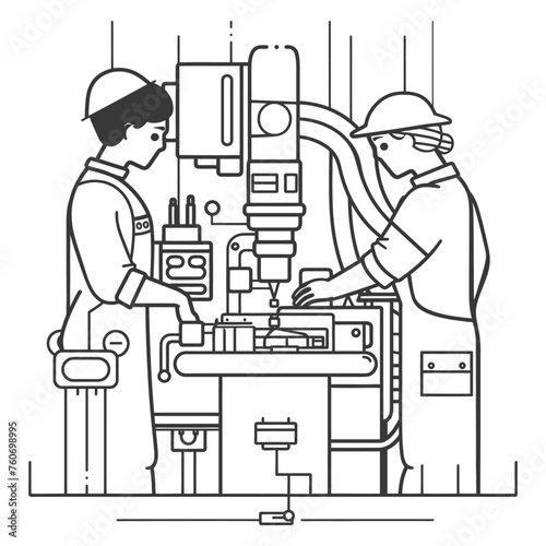 Outline illustration Celebration of International Workers Day or Labor Day Work happily and safely