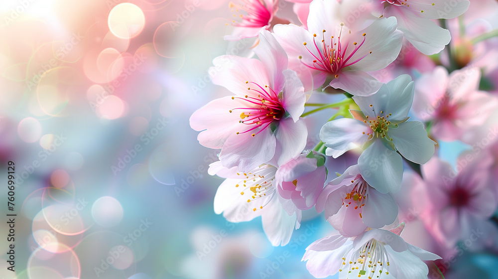blossoming cherry blossoms with detailed background elements and bokeh