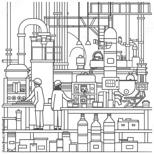 Outline illustration Celebration of International Workers Day or Labor Day Work happily and safely