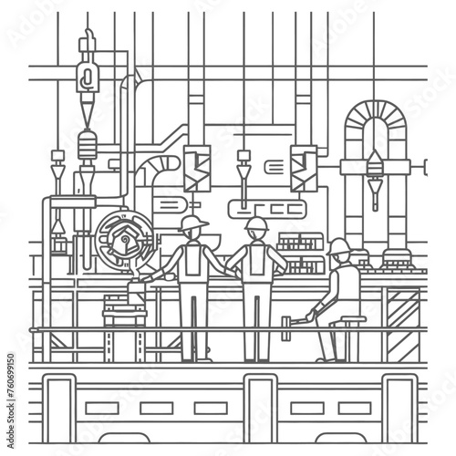 Outline illustration Celebration of International Workers Day or Labor Day Work happily and safely