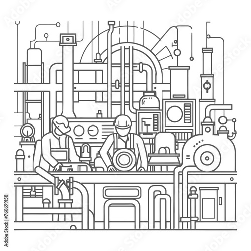 Outline illustration Celebration of International Workers Day or Labor Day Work happily and safely