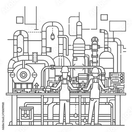 Outline illustration Celebration of International Workers Day or Labor Day Work happily and safely