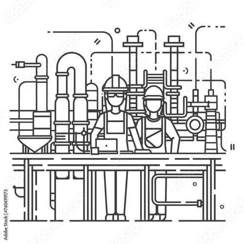 Outline illustration Celebration of International Workers Day or Labor Day Work happily and safely