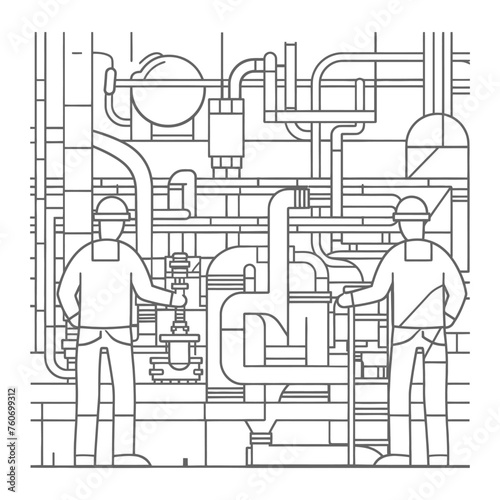 Outline illustration Celebration of International Workers Day or Labor Day Work happily and safely
