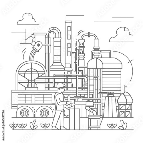 Outline illustration Celebration of International Workers Day or Labor Day Work happily and safely