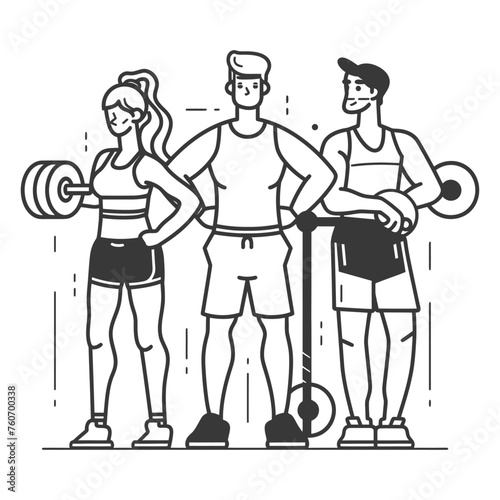 Outline illustration Celebration World Health Day exercise or workout the fitness system at the gym