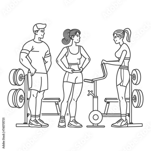 Outline illustration Celebration World Health Day exercise or workout the fitness system at the gym