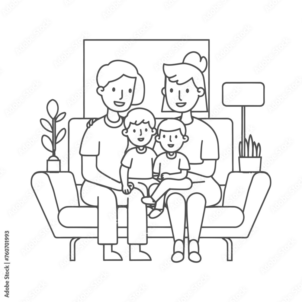 Outline illustration Celebration International Family Day family members in a positive vibes Outline illustration Celebration International Family Day family members in a positive vibes