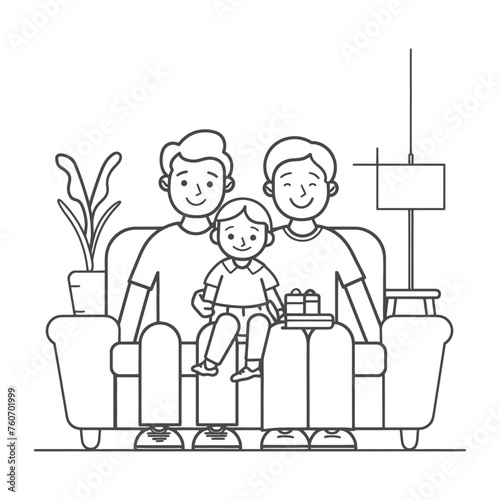 Outline illustration Celebration International Family Day family members in a positive vibes