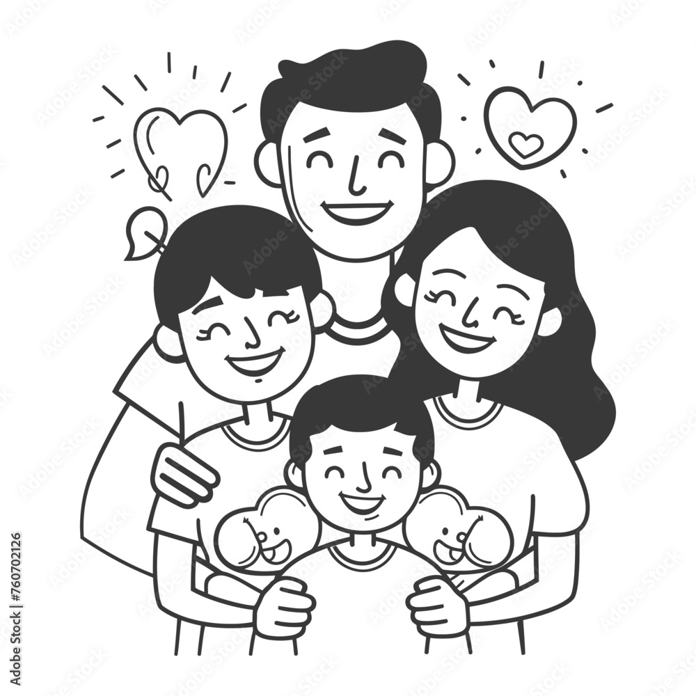 Outline illustration Celebration International Family Day family members in a positive vibes Outline illustration Celebration International Family Day family members in a positive vibes