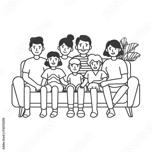 Outline illustration Celebration International Family Day family members in a positive vibes