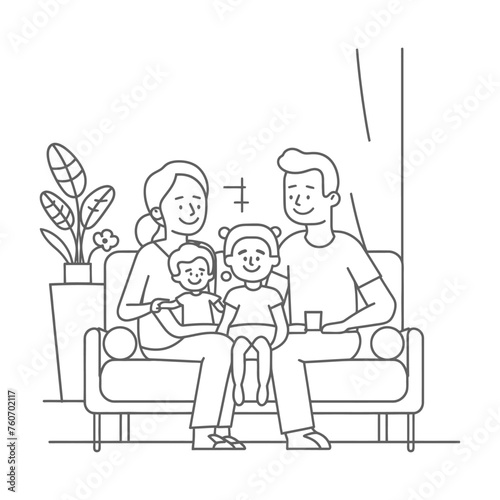 Outline illustration Celebration International Family Day family members in a positive vibes