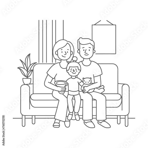 Outline illustration Celebration International Family Day family members in a positive vibes