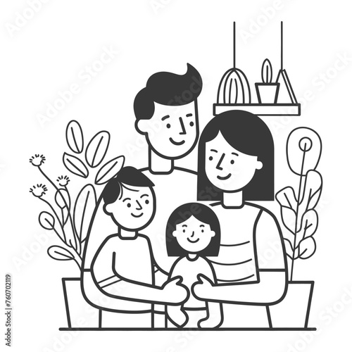 Outline illustration Celebration International Family Day family members in a positive vibes