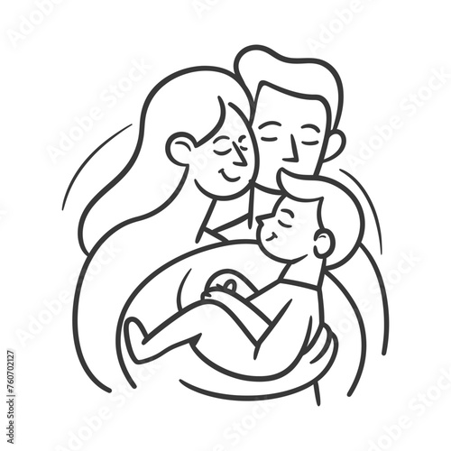 Outline illustration Celebration International Family Day family members in a positive vibes