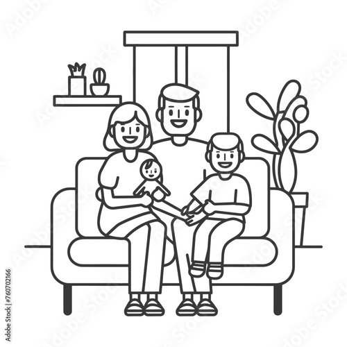 Outline illustration Celebration International Family Day family members in a positive vibes