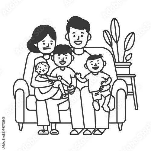 Outline illustration Celebration International Family Day family members in a positive vibes