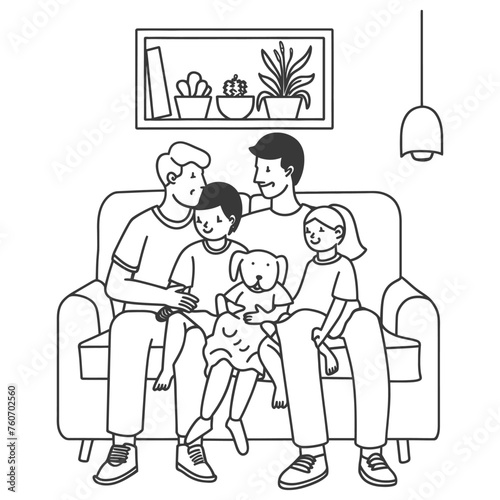 Outline illustration Celebration International Family Day family members in a positive vibes